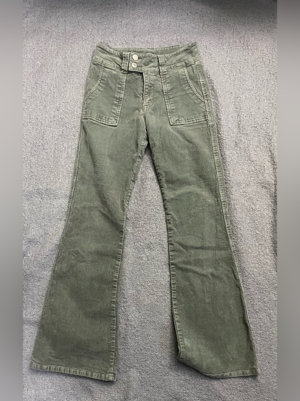 Forever 21 Olive Green High-Rise Wide-Leg Jeans